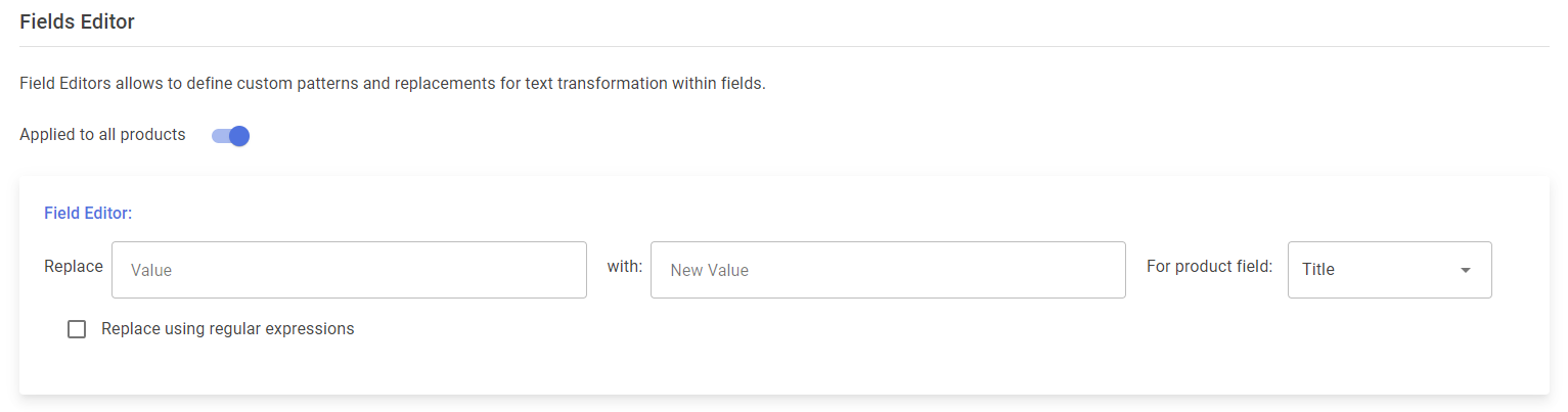 Shopify product upload, Fields Editor