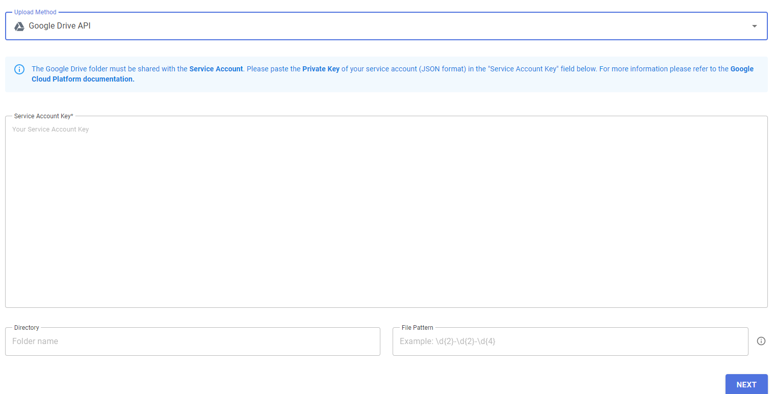 Shopify product import via Google Drive API server connection